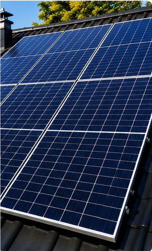 Saubere Photovoltaikmodule auf einem Ziegeldach